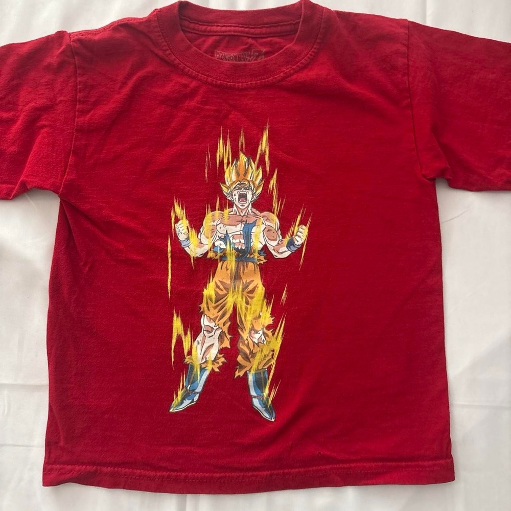 Dragon Ball Z Goku Super Saiyan Red Graphic T-Shirt Kids XS 4/5 Anime